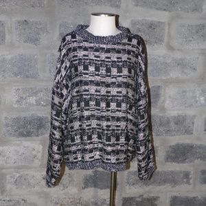 ALLEN WAH sz XL loomed artsy pullover black white